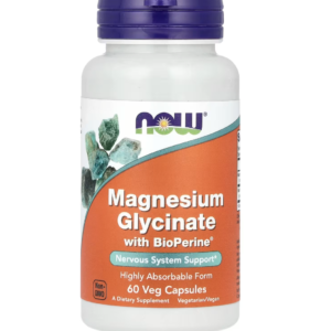 NOW Foods Magnezium Glisinat with Bioperine, 60 kapsul